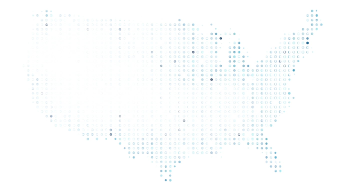 Map with glowing dots representing listings shot across the country